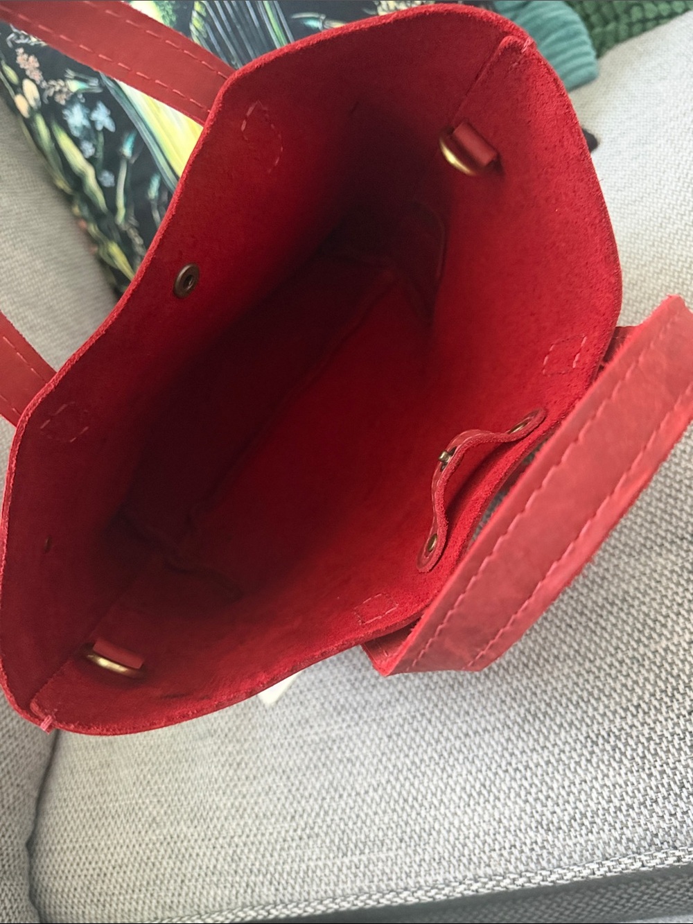Portland Leather Red Leather Mini Tote  with Removable Crossbody Strap Phoenix - Picture 6 of 11